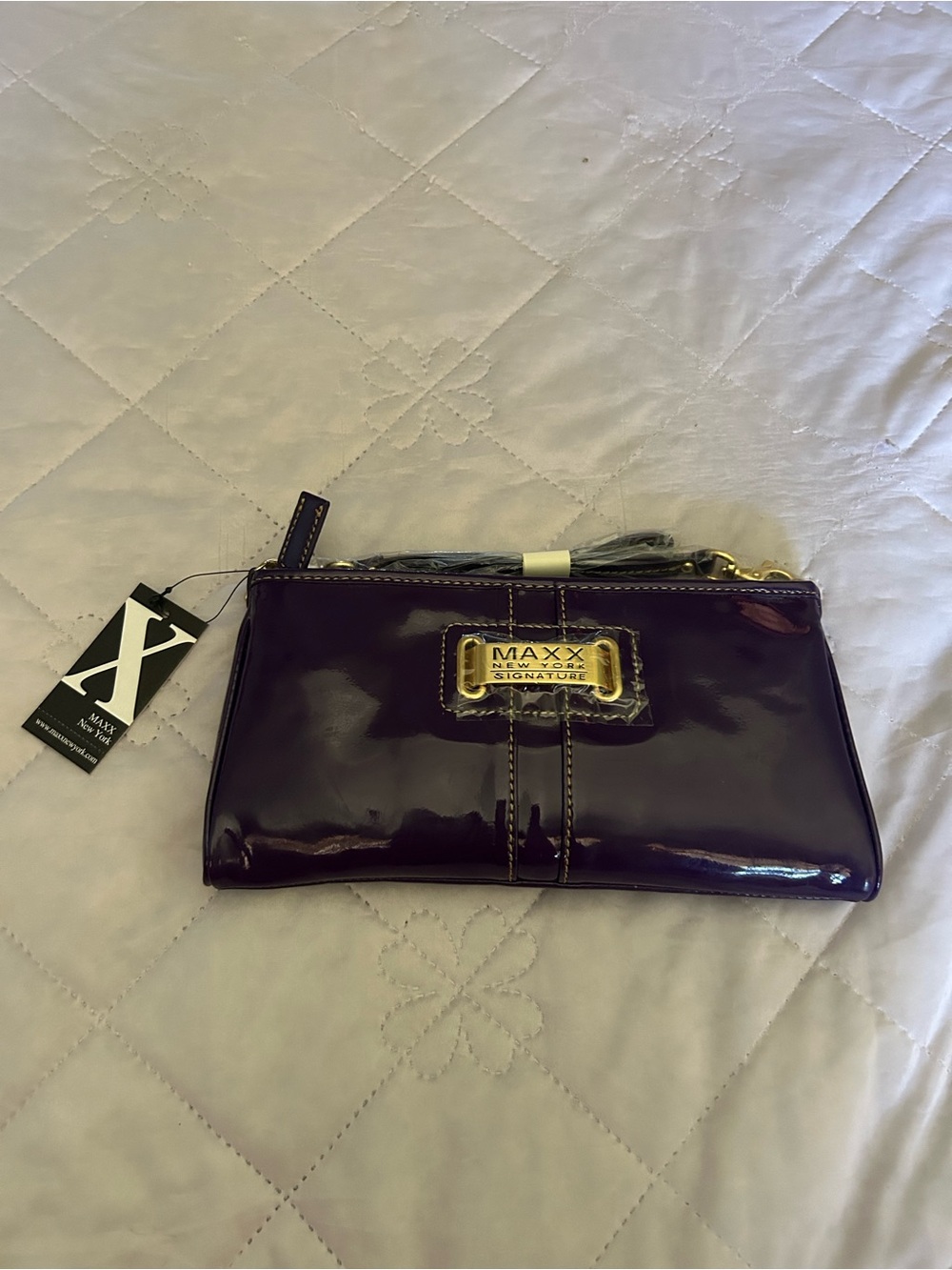 Maxx New York  Patent Purple Wristlet Clutch